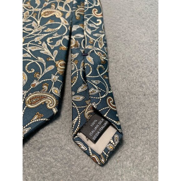 Stafford Mens Tie Silk Paisley Pattern Blue Gold Necktie - Picture 3 of 5